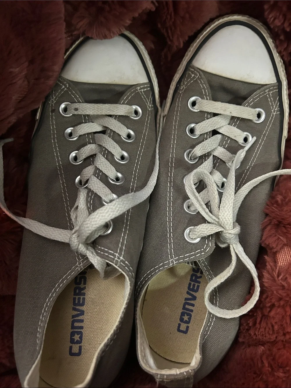 Converse Gray Canvas Low Top Sneakers with White Toecaps - Picture 7 of 10